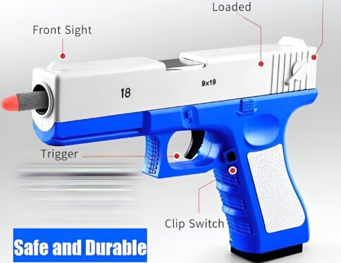 Soft Bullet Toy Gun | Shell Ejecting Pistol for kids, toddlers or adults (random color)